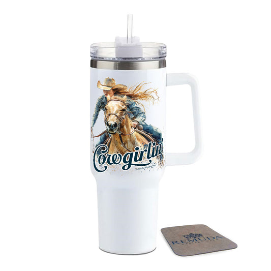 Cowgirlin' Insulated 40oz Western Youth or Adult Tumbler w/ Handle