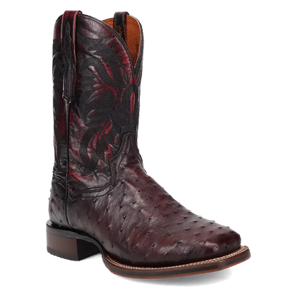 Dan Post Alamosa (Black Cherry)  - Men's Ostrich Skin Leather Cowboy Boots