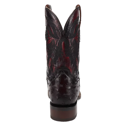 Dan Post Alamosa (Black Cherry)  - Men's Ostrich Skin Leather Cowboy Boots