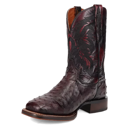Dan Post Alamosa (Black Cherry)  - Men's Ostrich Skin Leather Cowboy Boots