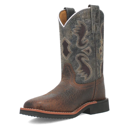 Dan Post Creek (Dark Navy/Brown) - Little Kid's/Big Kid's Leather Cowboy Boots