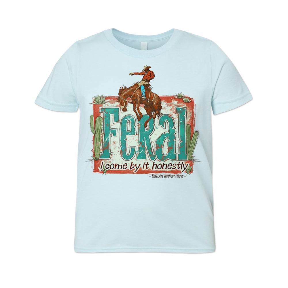 Feral, I Come By It Honestly - Youth Western Tee