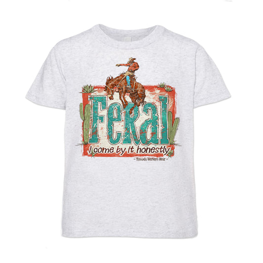 Feral, I Come By It Honestly - Youth Western Tee