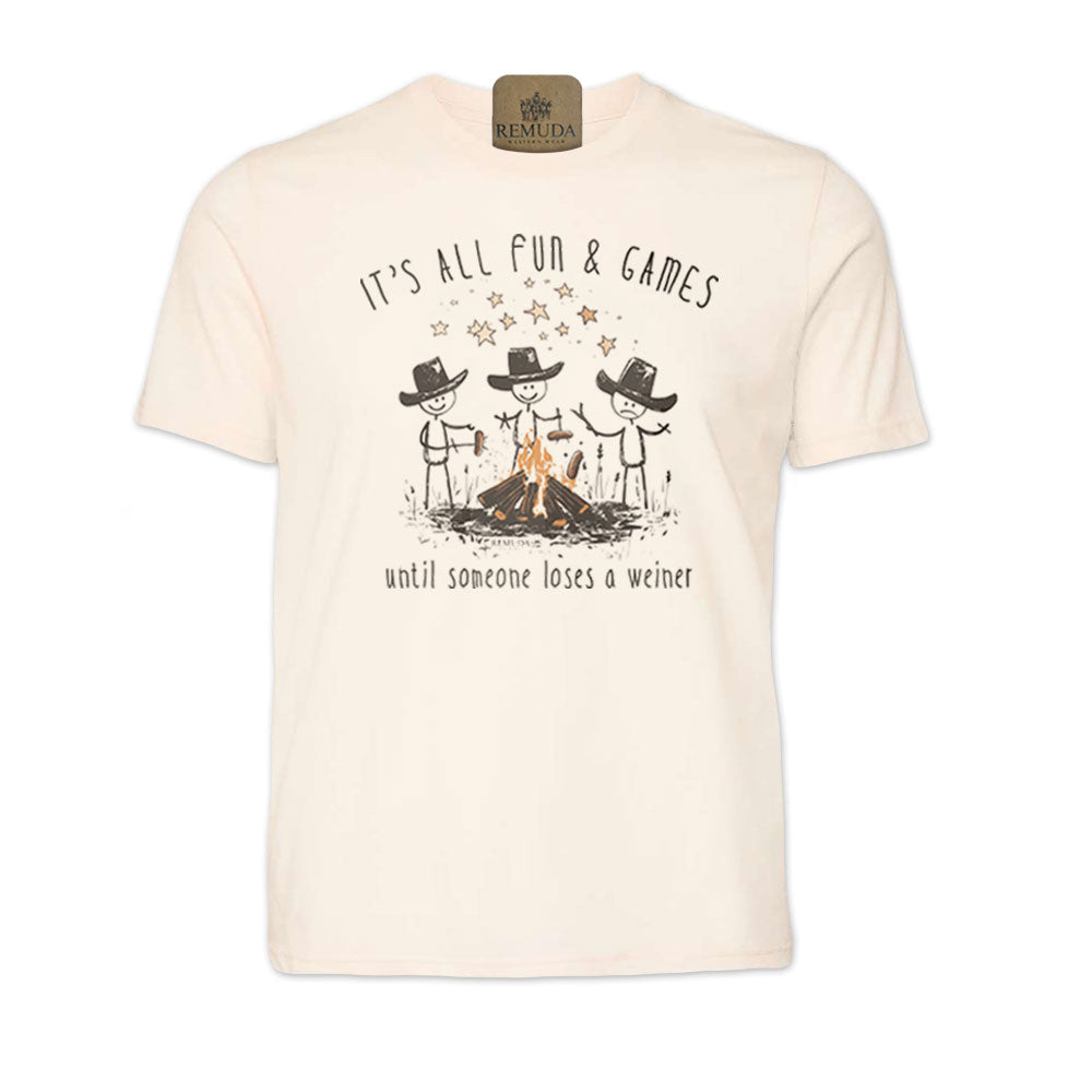 It's All Fun & Games Until Someone Loses A Weiner - Adult Unisex Camping Tee T-Shirt