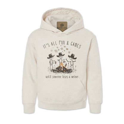 It's All Fun & Games Until Someone Loses A Weiner - Youth Camping Pullover Hoodie