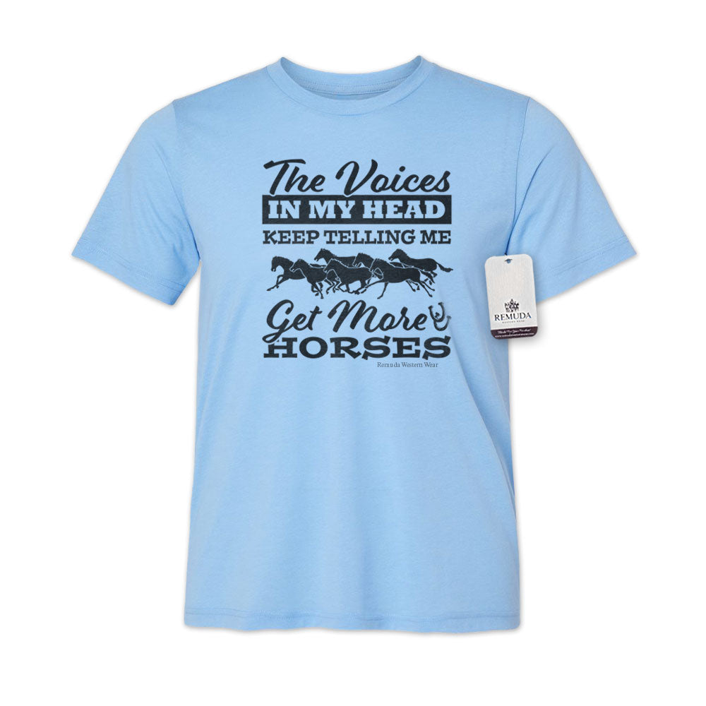The Voices In My Head Keep Telling Me To Get More Horses  Adult Unisex Western Tee T-Shirt Carolina Blue