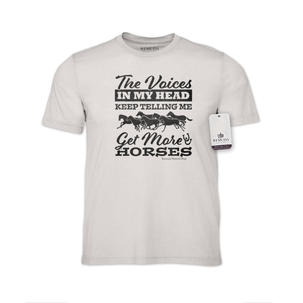 The Voices In My Head Keep Telling Me To Get More Horses  Adult Unisex Western Tee T-Shirt Cement