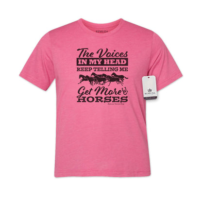 The Voices In My Head Keep Telling Me To Get More Horses  Adult Unisex Western Tee T-Shirt Charity Pink