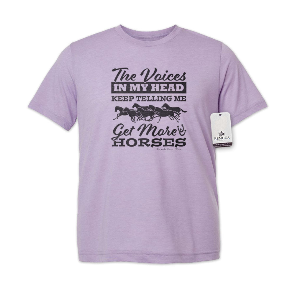 The Voices In My Head Keep Telling Me To Get More Horses  Adult Unisex Western Tee T-Shirt Dark Lavender
