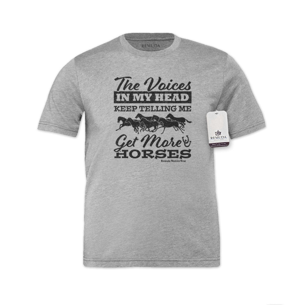 The Voices In My Head Keep Telling Me To Get More Horses  Adult Unisex Western Tee T-Shirt Heather Gray