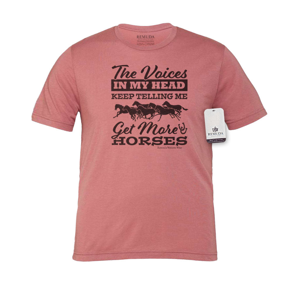 The Voices In My Head Keep Telling Me To Get More Horses  Adult Unisex Western Tee T-Shirt Mauve