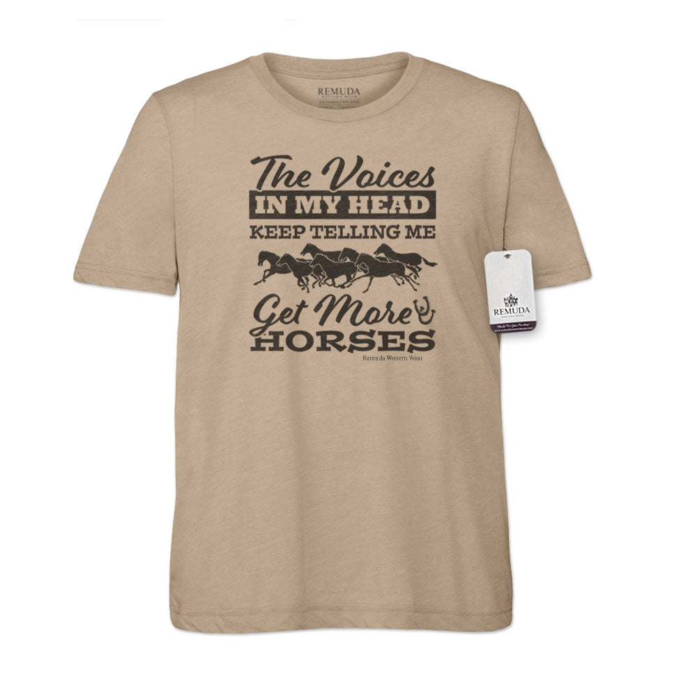 The Voices In My Head Keep Telling Me To Get More Horses  Adult Unisex Western Tee T-Shirt Solid Tan