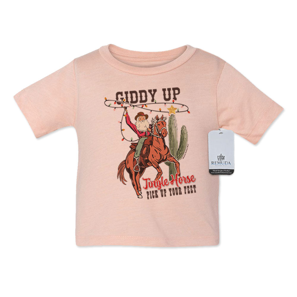 Giddy Up Jingle Horse Infant Kids Christmas Tee T-Shirt Desert Rose