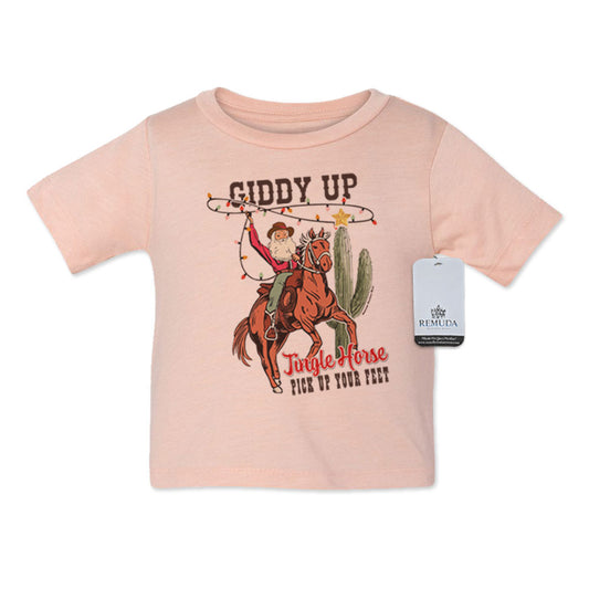 Giddy Up Jingle Horse Infant Kids Christmas Tee T-Shirt Desert Rose