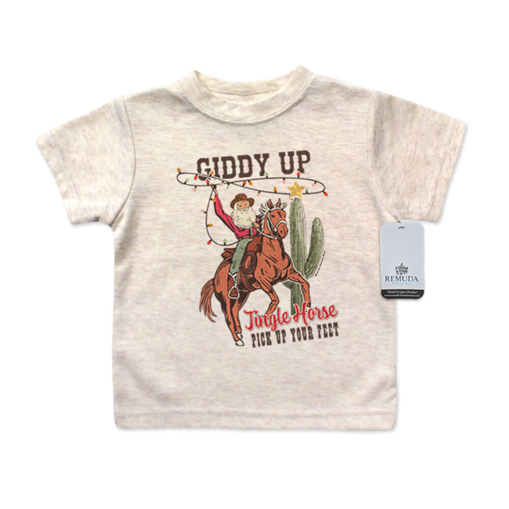Giddy Up Jingle Horse Infant Kids Christmas Tee T-Shirt Oatmeal