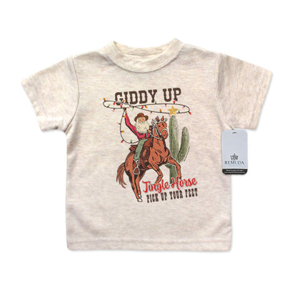 Giddy Up Jingle Horse Infant Kids Christmas Tee T-Shirt Oatmeal