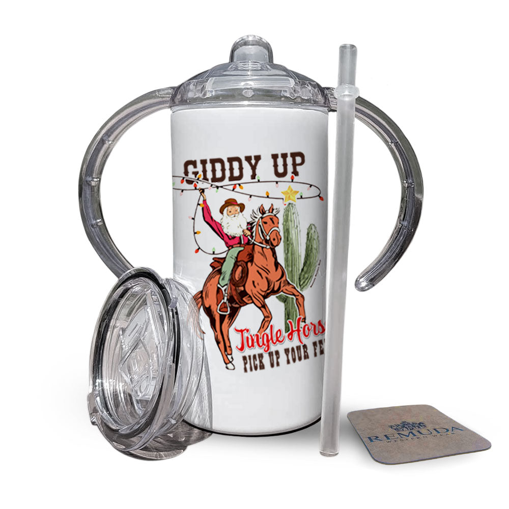 Giddy Up Jingle Horse Infant & Toddler Kids Western Christmas Sippy Cup