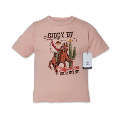 Giddy Up Jingle Horse Western Toddler Christmas Tee T-Shirt Desert Rose