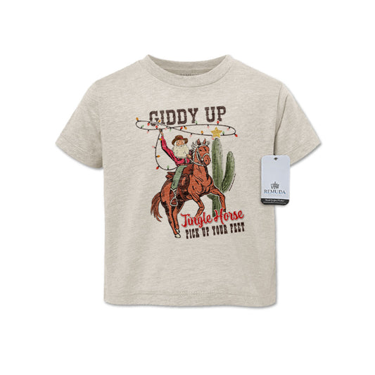 Giddy Up Jingle Horse Western Toddler Christmas Tee T-Shirt Oatmeal