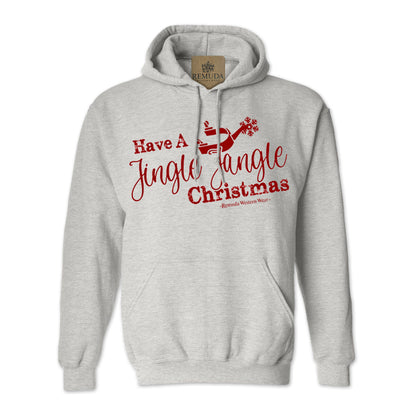 Have A Jingle Jangle Christmas Adult Unisex Western Spur Pullover Hoodie in the color Ash Grey