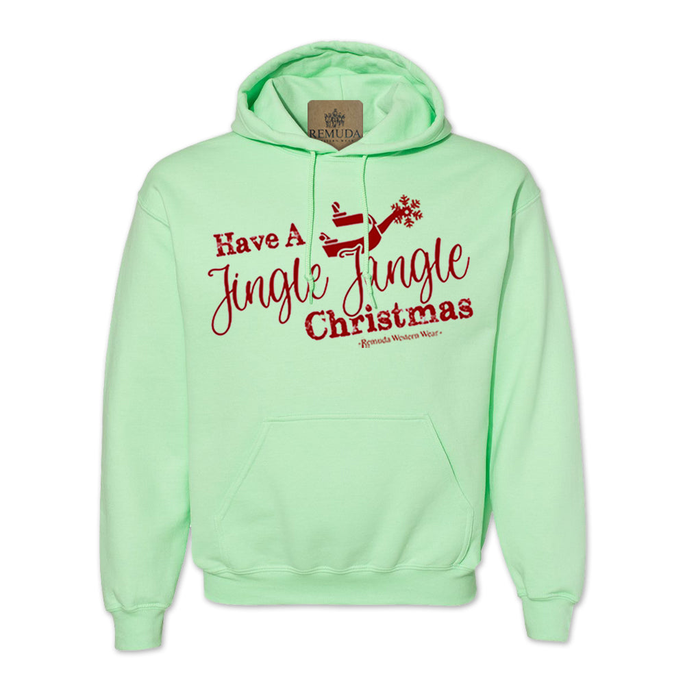 Have A Jingle Jangle Christmas Adult Unisex Western Spur Pullover Hoodie in the color Mint Green