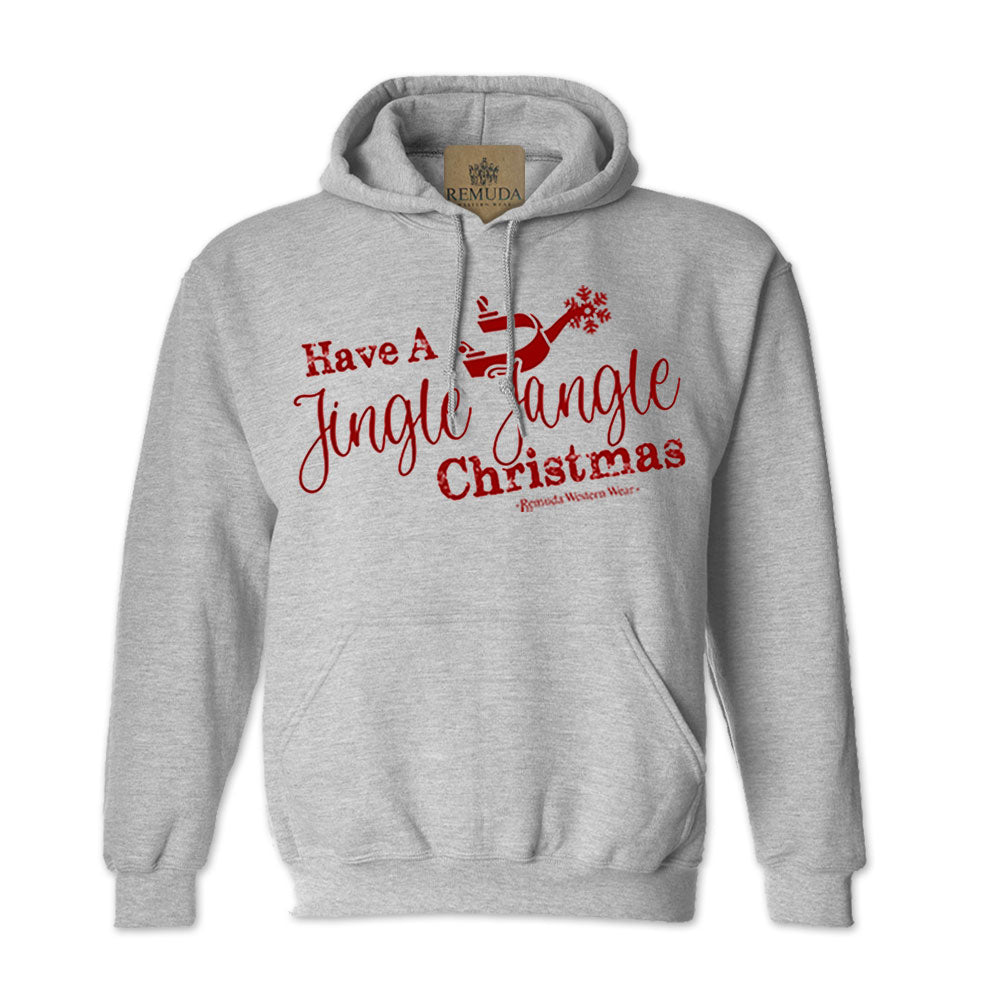 Have A Jingle Jangle Christmas Adult Unisex Western Spur Pullover Hoodie in the color Sport Grey