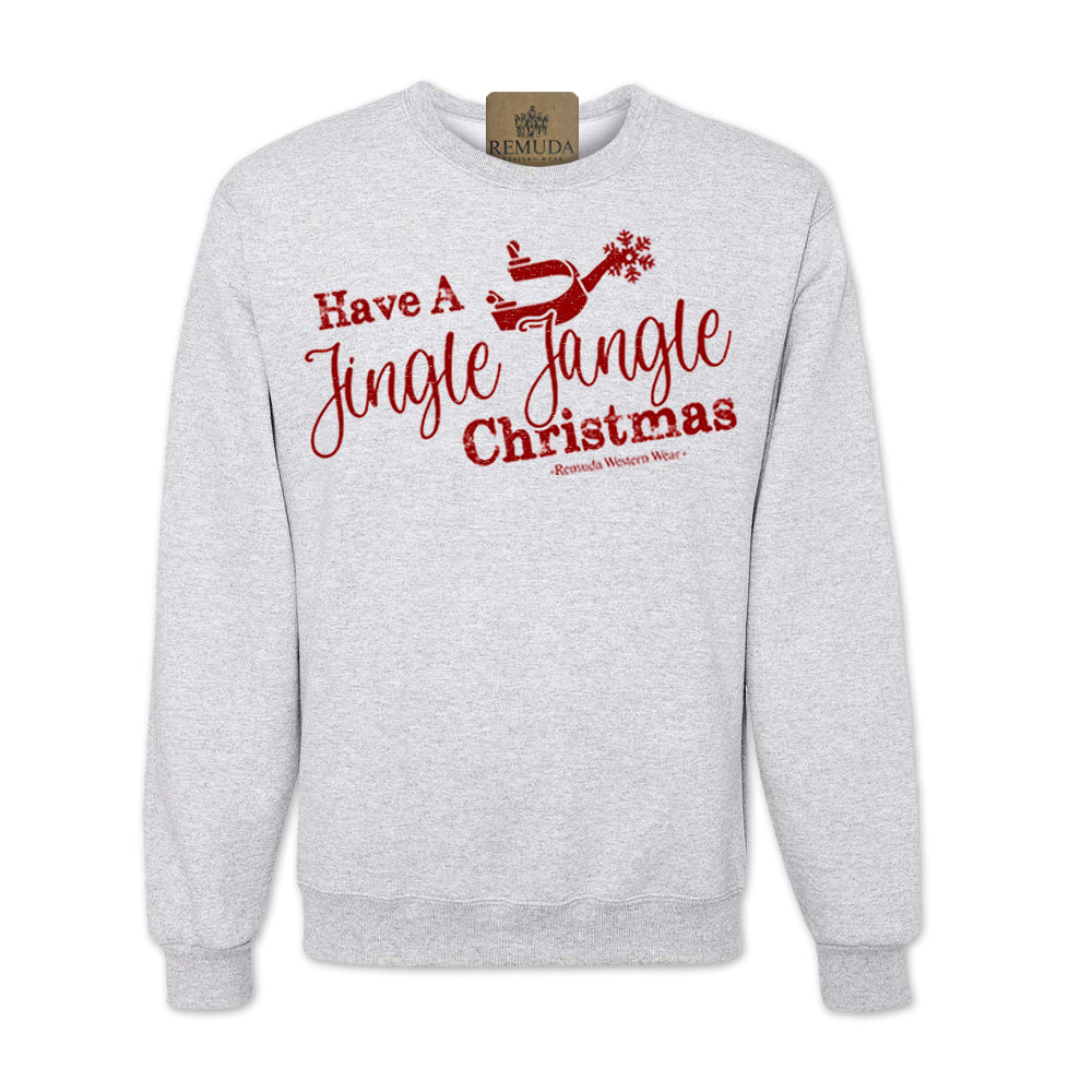 Have A Jingle Jangle Christmas Western Adult Unisex Western Spur Sweatshirt in the color Ash Grey