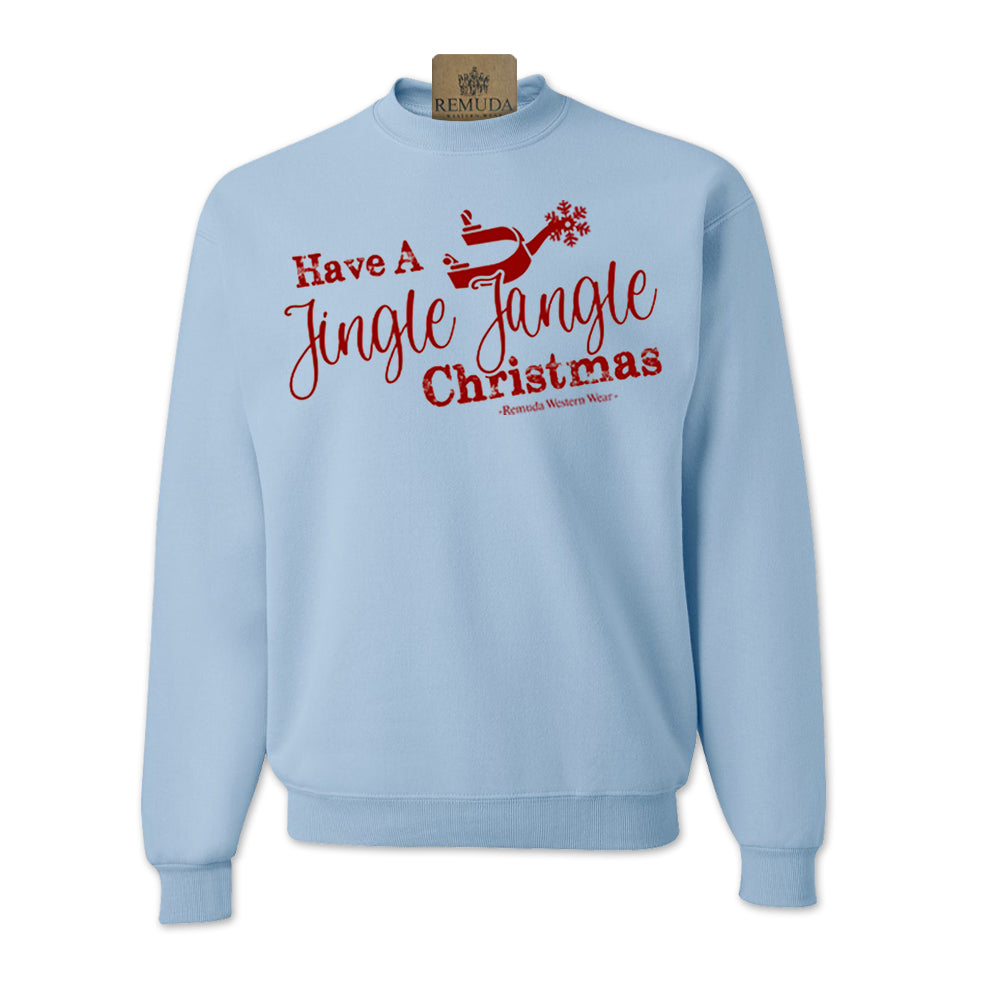 Have A Jingle Jangle Christmas Western Adult Unisex Western Spur Sweatshirt in the color Light Blue