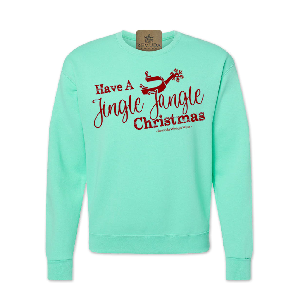 Have A Jingle Jangle Christmas Western Adult Unisex Western Spur Sweatshirt in the color Turquoise