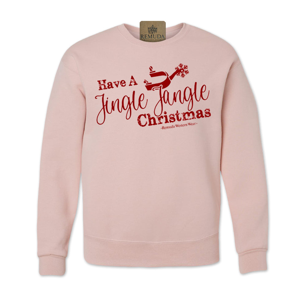 Have A Jingle Jangle Christmas Western Adult Unisex Western Spur Sweatshirt in the color Pink Blush