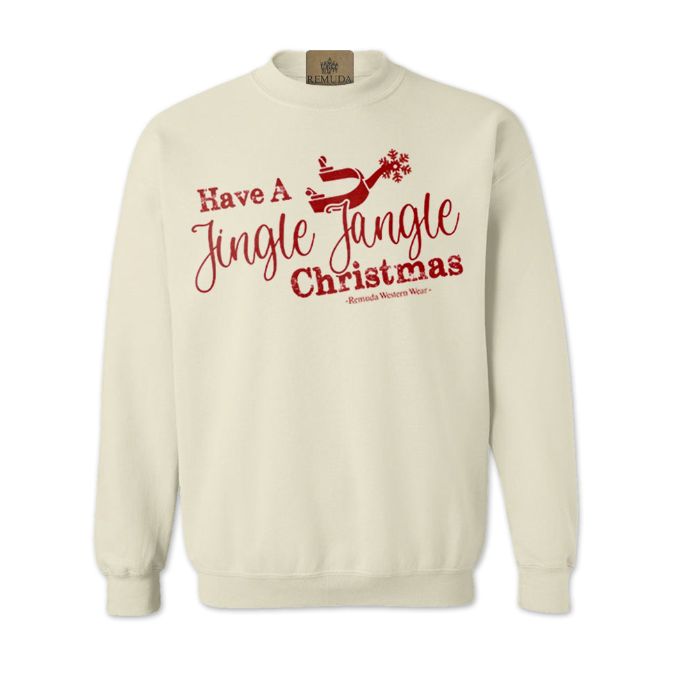 Have A Jingle Jangle Christmas Western Adult Unisex Western Spur Sweatshirt in the color Sand