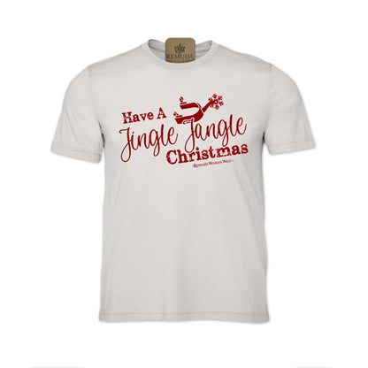 Have A Jingle Jangle Christmas Spur Adult Western Short Sleeve Christmas Tee T-Shirt in the color Cement