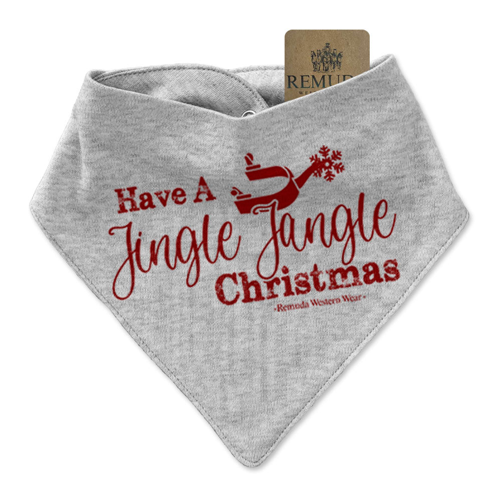 Have A Jingle Jangle Christmas Infant Toddler Western Spur Bandana Bib in the color Grey