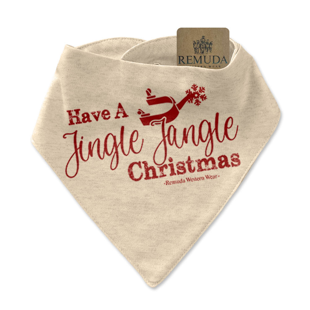 Have A Jingle Jangle Christmas Infant Toddler Western Spur Bandana Bib in the color Oatmeal