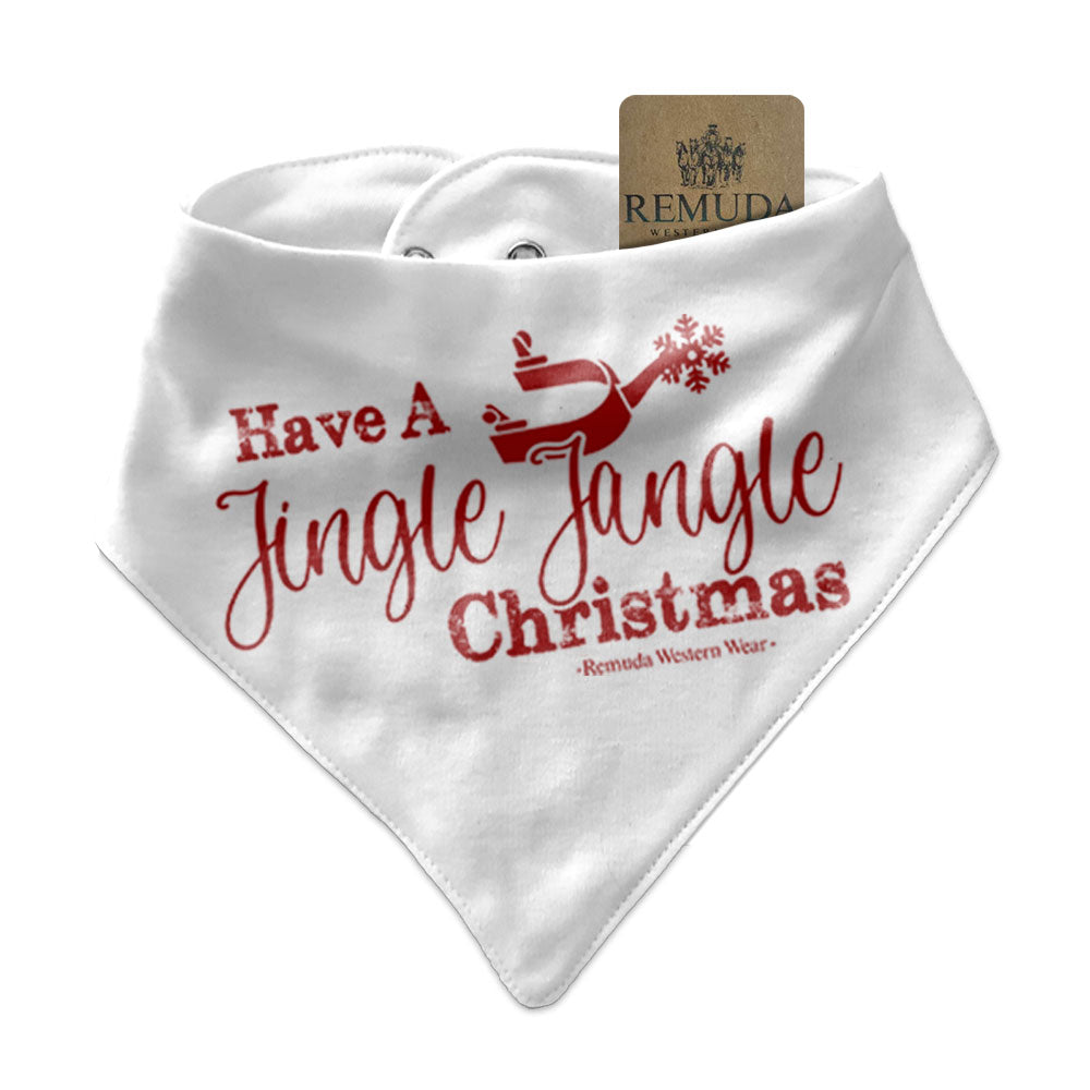 Have A Jingle Jangle Christmas Infant Toddler Western Spur Bandana Bib in the color White