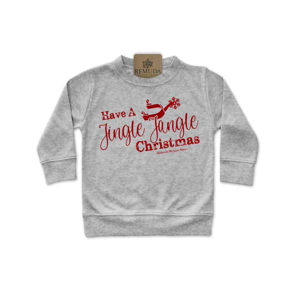 Have A Jingle Jangle Christmas Infant Western Spur Pullover in the color Grey