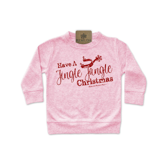 Have A Jingle Jangle Christmas Infant Western Spur Pullover in the color Light Pink