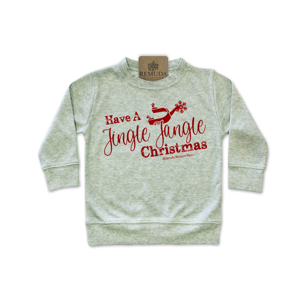 Have A Jingle Jangle Christmas Infant Western Spur Pullover in the color Sage Green