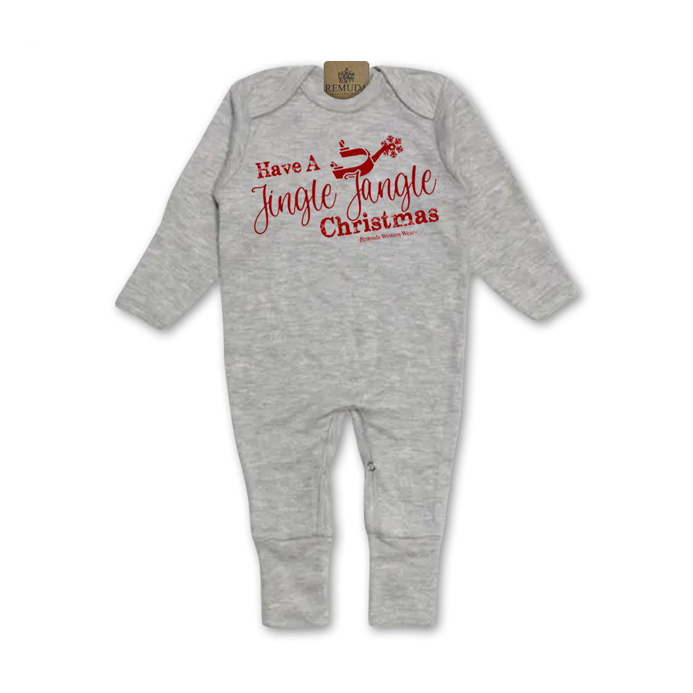 Have A Jingle Jangle Christmas Spur  Infant Western Santa Sleepwear in the color grey