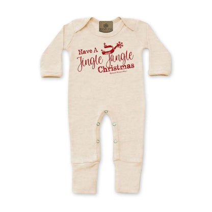 Have A Jingle Jangle Christmas Spur  Infant Western Santa Sleepwear in the color oatmeal