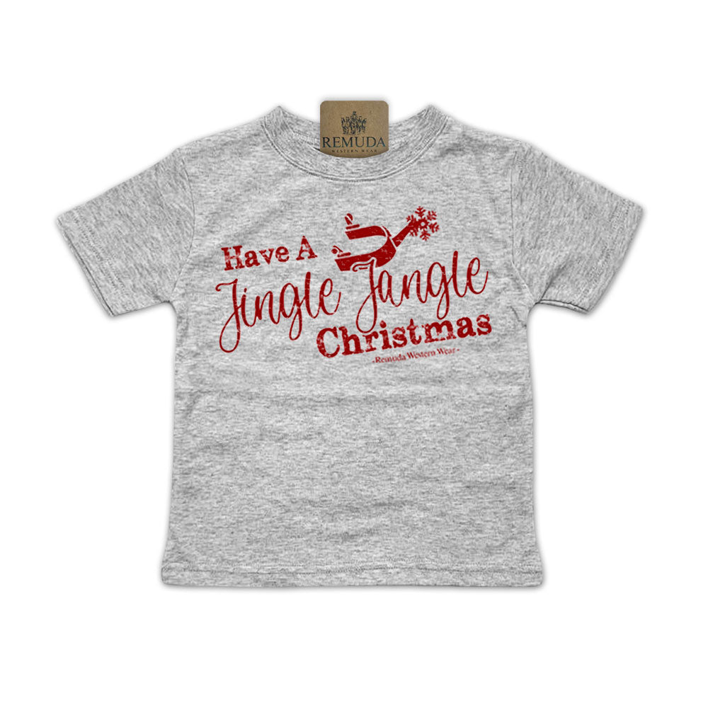 Have A Jingle Jangle Christmas Spur Infant Western short sleeve tee in the color Grey