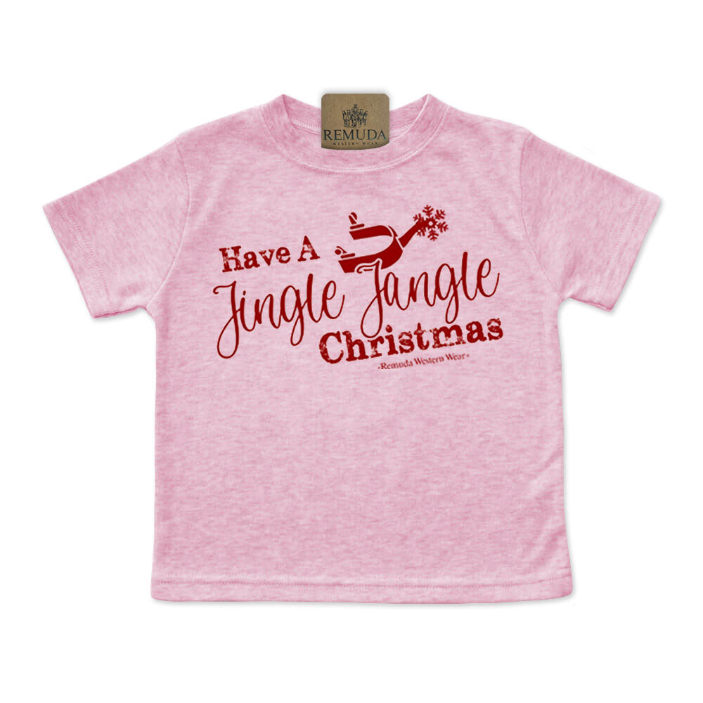 Have A Jingle Jangle Christmas Spur Infant Western short sleeve tee in the color Light Pink