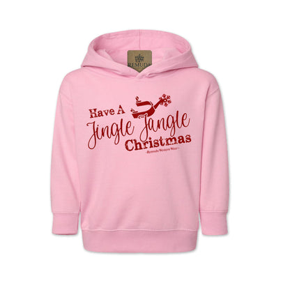 Have A Jingle Jangle Christmas Toddler Western Spur Hoodie in the color Light Pink