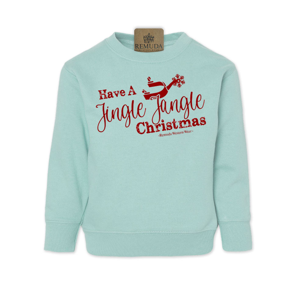 Have A Jingle Jangle Christmas Toddler Western Spur Sweatshirt in the color Turquoise