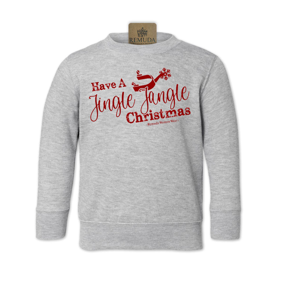 Have A Jingle Jangle Christmas Toddler Western Spur Sweatshirt in the color Grey