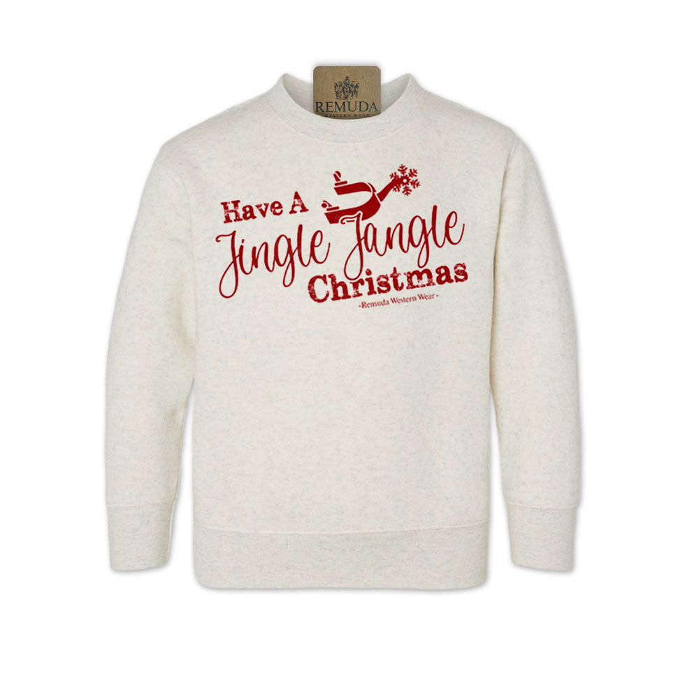 Have A Jingle Jangle Christmas Toddler Western Spur Sweatshirt in the color Oatmeal