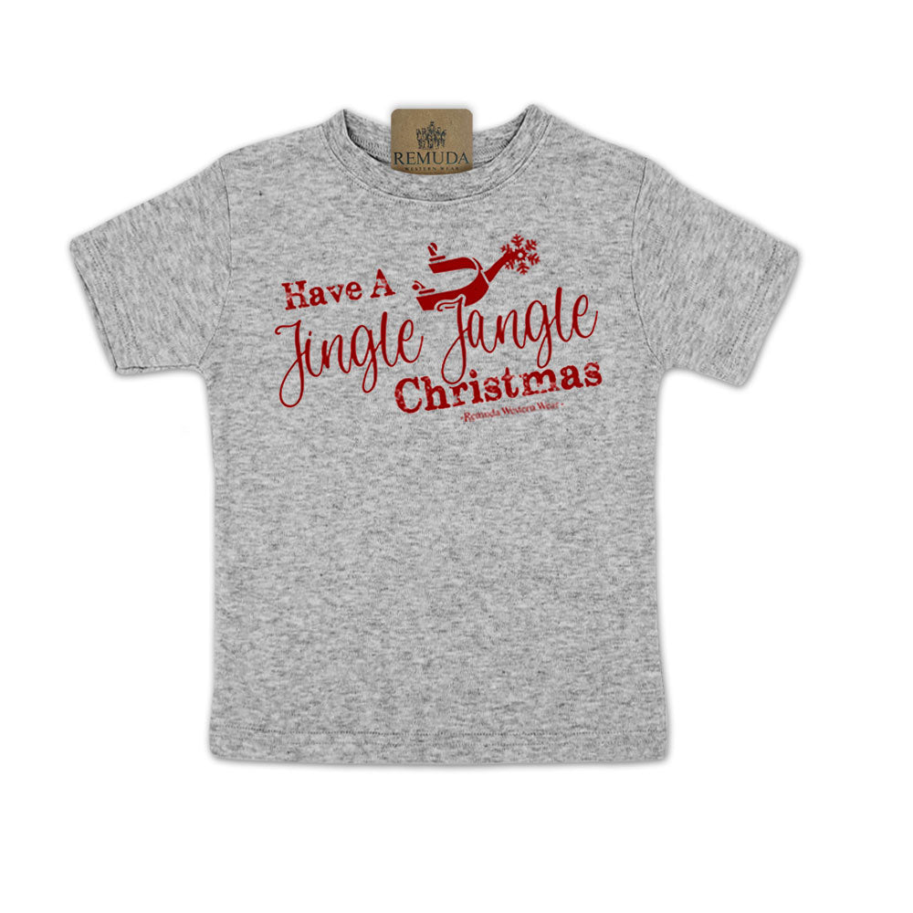 Have A Jingle Jangle Christmas Spur Toddler Western Short Sleeve Tee in the color Heather Grey