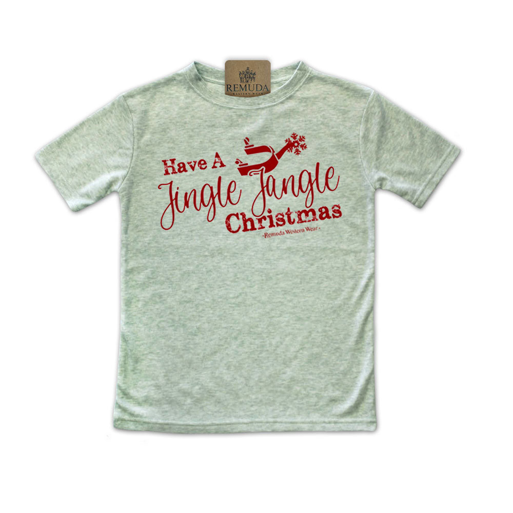 Have A Jingle Jangle Christmas Spur Toddler Western Short Sleeve Tee in the color Sage Green