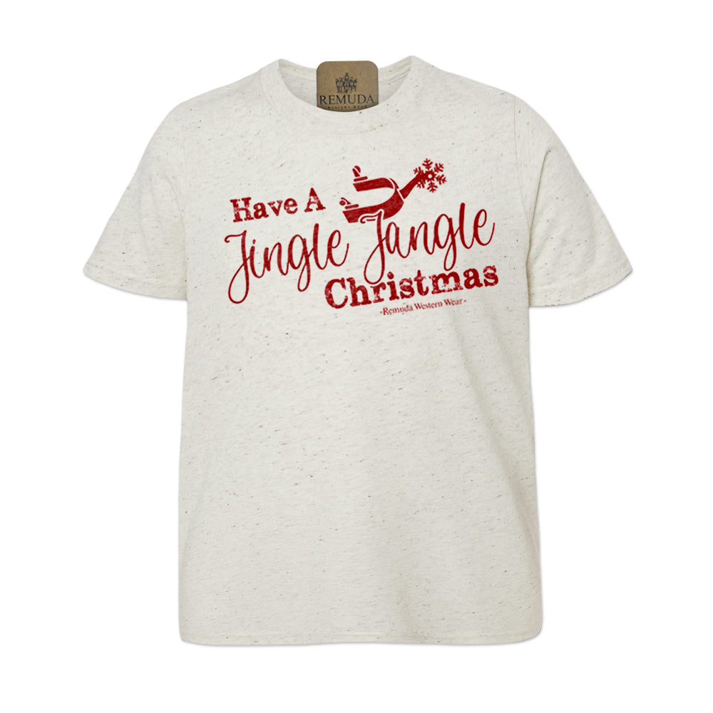 Have A Jingle Jangle Christmas Spur Youth Western Short Sleeve Tee in the color Oatmeal