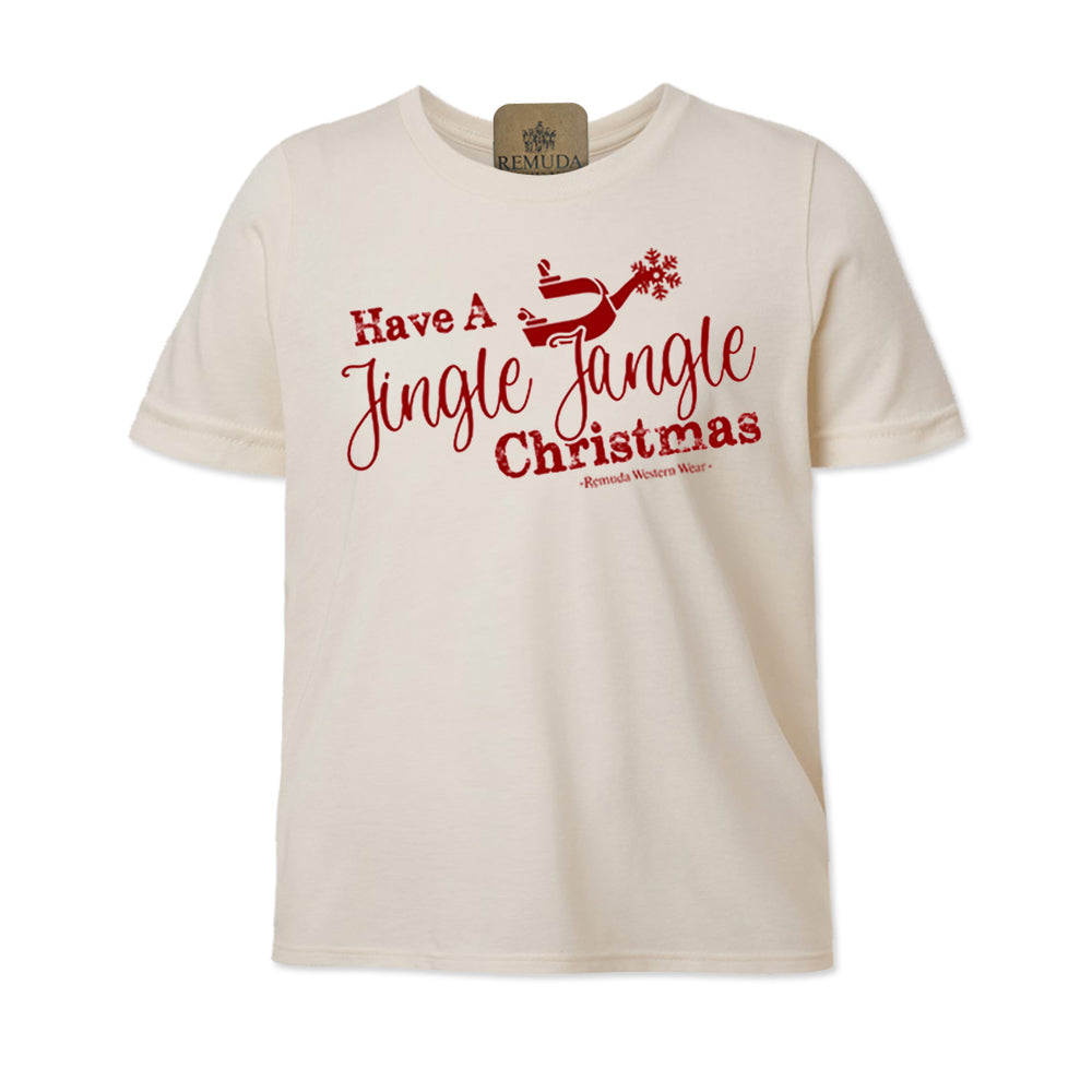 Have A Jingle Jangle Christmas Spur Youth Western Short Sleeve Tee in the color Solid Natural Cream